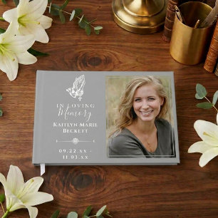 Simple Custom Photo Praying Hands Memorial Guest Book