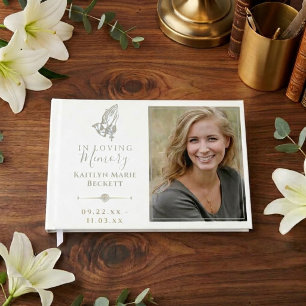 Simple Custom Photo Praying Hands Memorial Guest Book