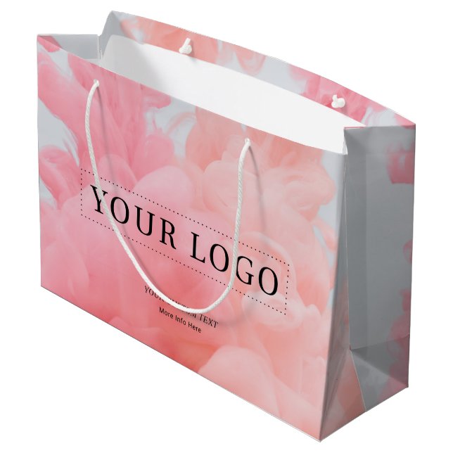 Simple Custom Photo & Text Business Logo  Large Gift Bag (Back Angled)
