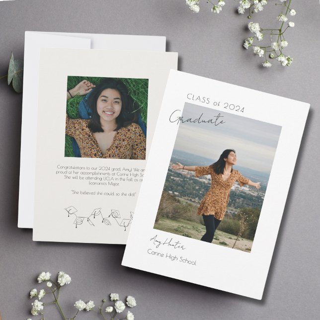 Simple Custom Photo Text Graduation Announcement (Creator Uploaded)