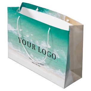 Simple Custom Photos & Text Business Logo  Large Gift Bag