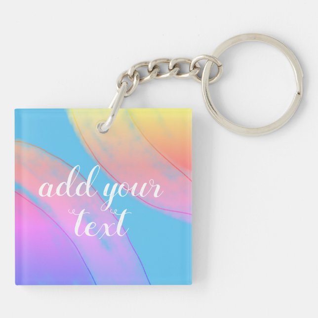 simple custom pink purple sparkle add you name let keychain (Back)