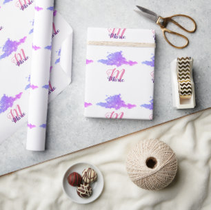 simple custom pink purple sparkle add you name let wrapping paper
