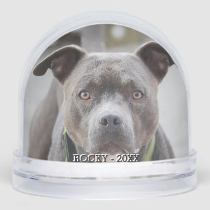 Simple Custom Pit Bull Dog Photo Snowglobe