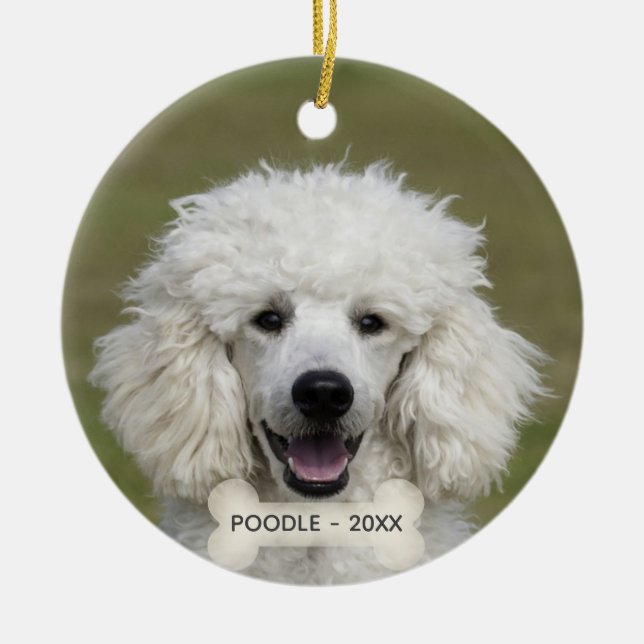 Simple Custom Poodle Dog Photo Ceramic Ornament (Front)