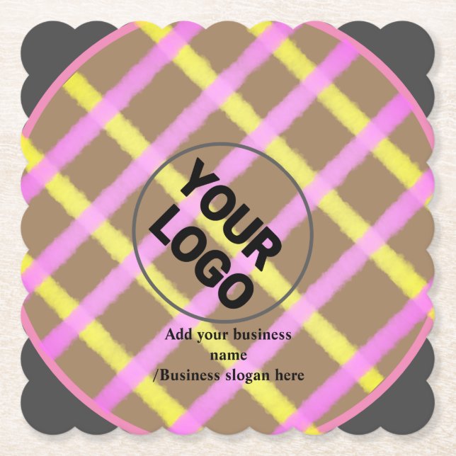 Simple custom QR code add you name logo Classic Ro Paper Coaster (Front)