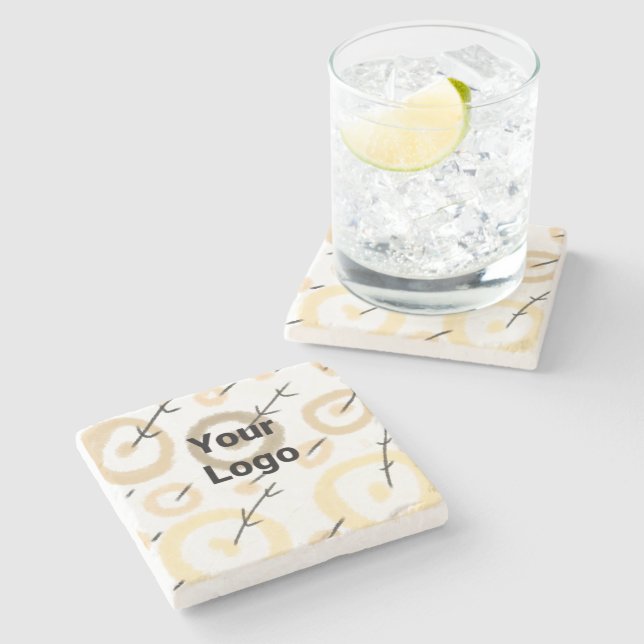 Simple custom QR code add you name logo Classic Ro Stone Coaster (Side)