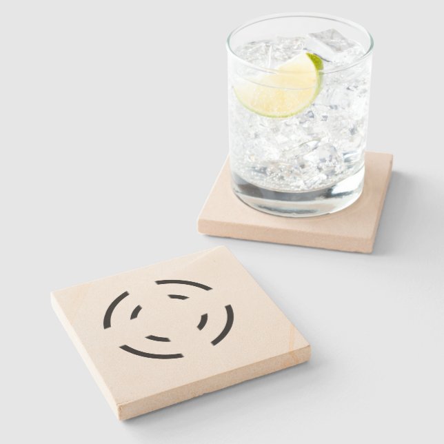Simple custom QR code add you name logo Classic Ro Stone Coaster (Side)