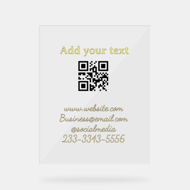 simple custom QR code add your name text  Classic  Acrylic Sign (Front)