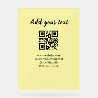 simple custom QR code add your name text Classic Acrylic Sign