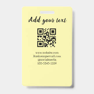 simple custom QR code add your name text Classic Badge