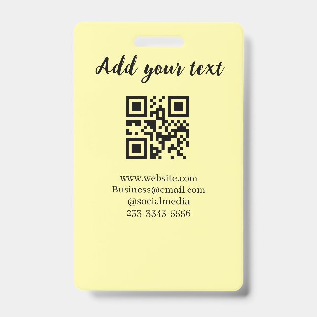 simple custom QR code add your name text  Classic  Badge (Front)