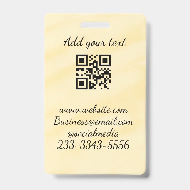 simple custom QR code add your name text  Classic  Badge (Front)