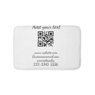 simple custom QR code add your name text Classic Bath Mat