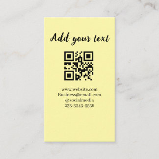 simple custom QR code add your name text Classic Business Card
