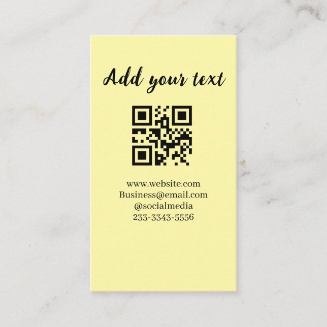 simple custom QR code add your name text  Classic  Business Card (Front)