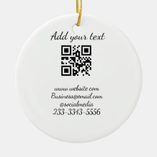 simple custom QR code add your name text  Classic  Ceramic Ornament