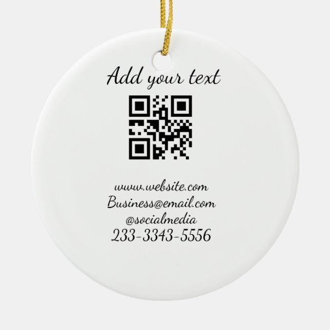 simple custom QR code add your name text  Classic  Ceramic Ornament (Front)
