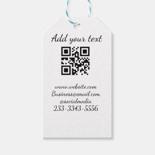 simple custom QR code add your name text Classic Gift Tags