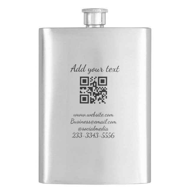 simple custom QR code add your name text  Classic  Hip Flask (Front)