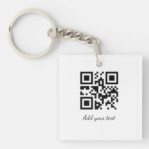 simple custom QR code add your name text Classic Keychain