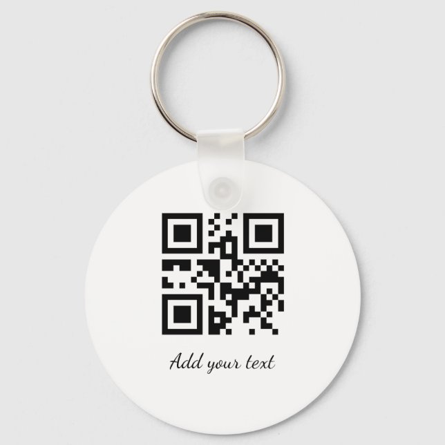 simple custom QR code add your name text  Classic  Keychain (Front)
