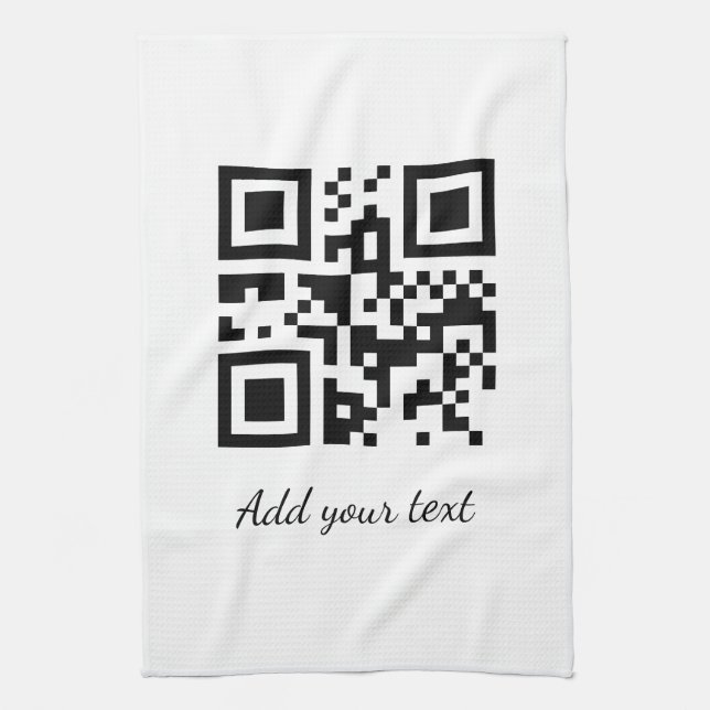 simple custom QR code add your name text  Classic  Kitchen Towel (Vertical)