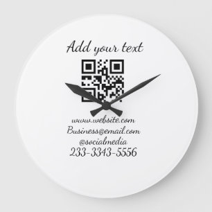 simple custom QR code add your name text  Classic  Large Clock