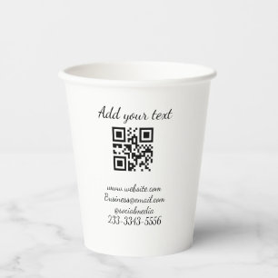 simple custom QR code add your name text Classic Paper Cups