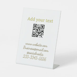 simple custom QR code add your name text Classic Pedestal Sign