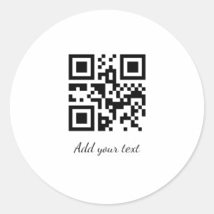 simple custom QR code add your name text  Classic Round Sticker
