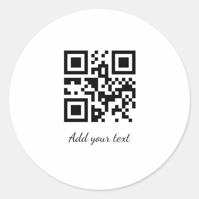 simple custom QR code add your name text  Classic Round Sticker (Front)
