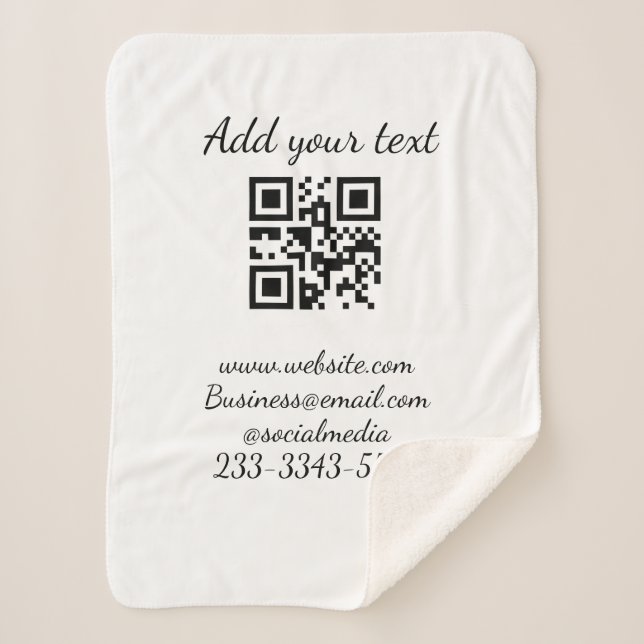 simple custom QR code add your name text  Classic  Sherpa Blanket (Front)