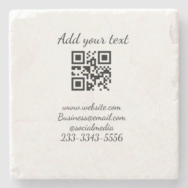 simple custom QR code add your name text  Classic  Stone Coaster (Front)