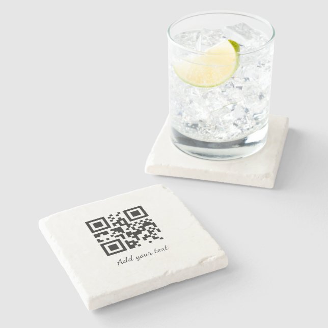 simple custom QR code add your name text  Classic  Stone Coaster (Side)