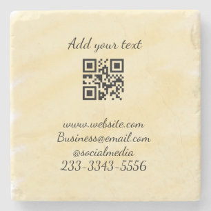 simple custom QR code add your name text Classic Stone Coaster