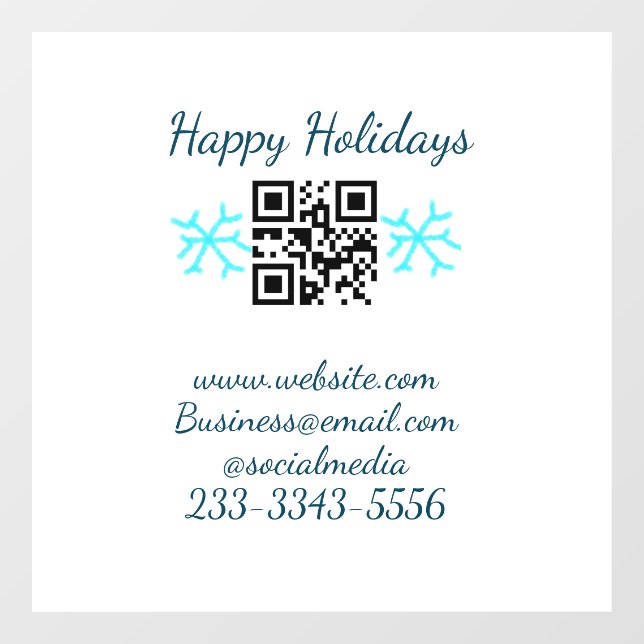 simple custom QR code add your name text  Classic  Window Cling (Sheet)