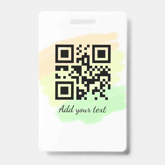 simple custom QR code add your name text watercolo Badge (Front)