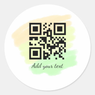simple custom QR code add your name text watercolo Classic Round Sticker