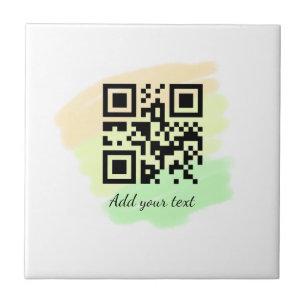 simple custom QR code add your name text watercolo Tile