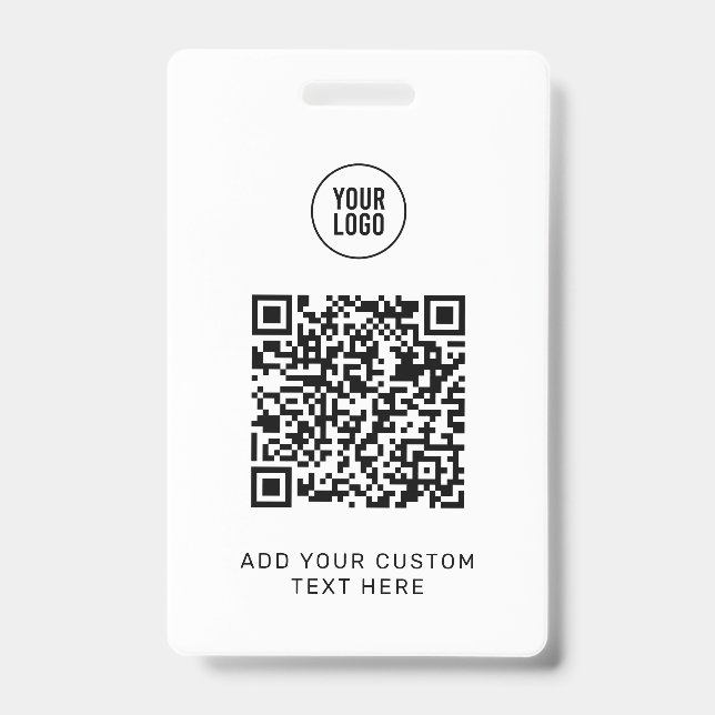 Simple Custom QR Code Business Logo Lanyard Card Badge (Front)