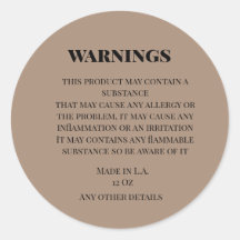 simple custom small business warnings product labe