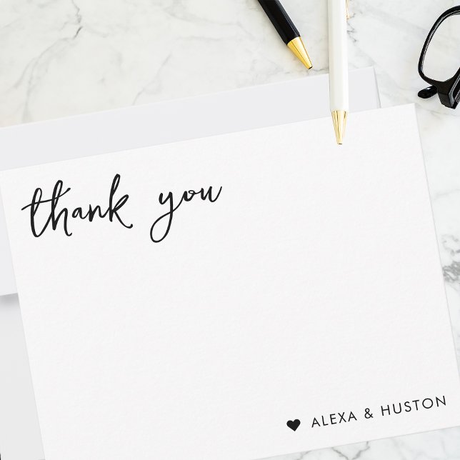 Simple Custom Stationery for Couple With Heart Thank You Card (Creator Uploaded)