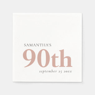 Simple Custom Typography Blush Pink 90th Name Date Napkin