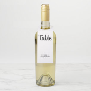Simple Custom Wedding Reception Table Number Bottle Tag