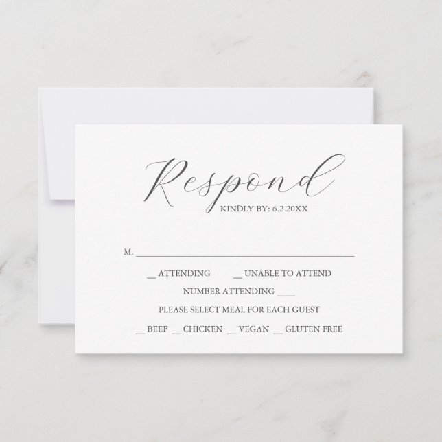 Simple Custom Wedding RSVP Cards (Front)