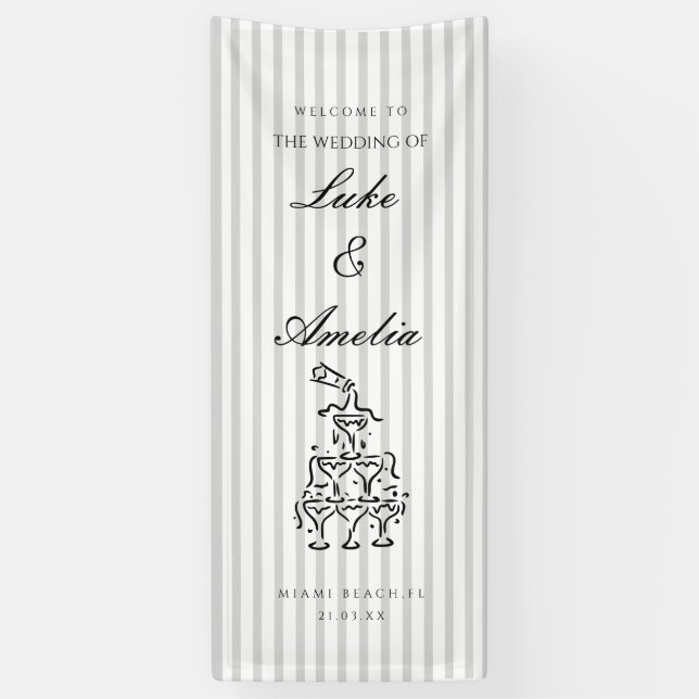 Simple Custom Wedding Welcome Banner, Personalized Banner (Vertical)