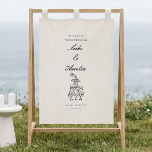 Simple Custom Wedding Welcome Banner, Personalized Banner