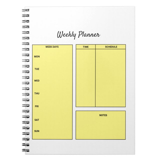 simple custom weekly planner to do list task notep notebook (Front)