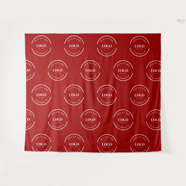 Simple Custom white Logo step and repeat red Tapestry (Front (Horizontal))